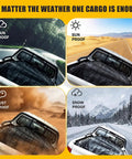 Truck Bed Cargo Net Kit With Stretchable 4x6 to 8x12 Net and Removable Waterproof Tarp Cover for All Weather Use on truck in various conditions