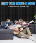 Family enjoying music at home with black 4 Pack Acoustic Foam Panels For Studio Soundproofing, 2 Inch Thick, 24 By 48 Inch Wedge Tiles