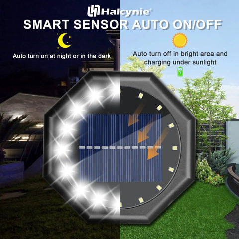 6 Pack 16 LED Solar Ground Lights Ultra Bright Outdoor In-Ground Landscape Lighting IPX68 Waterproof for Patio and Garden