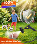 Child playing with dog in garden while using Ultra Powerful 2500W Handheld Steam Cleaner for outdoor cleaning.