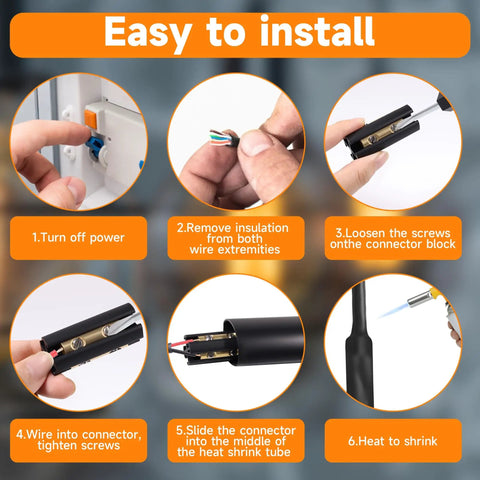 Installation steps for Underground Wire Splice Kit With Connectors And Heat Shrink Tubes For Direct Buried UF Cable 14/3 To 8/3 Up To 600V 2 Pack
