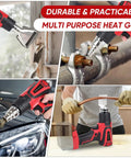 Cordless Heat Gun With M18 Battery Compatibility used for home repairs, removing paint, and crafting with four nozzles shown.