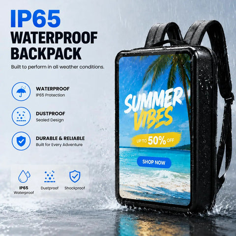 Hella Bright 21 5 Inch Lcd Backpack Mobile Ads Watertight Walkaround Digital Outdoor Campaign Marketing Flex Gear Rainproof Display with summer sale