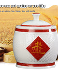 Gotta Love This Hella Spacious Ceramic Rice Crock Hits Different Chinese Style Porcelain Storage Jar for bulk grains and snacks.