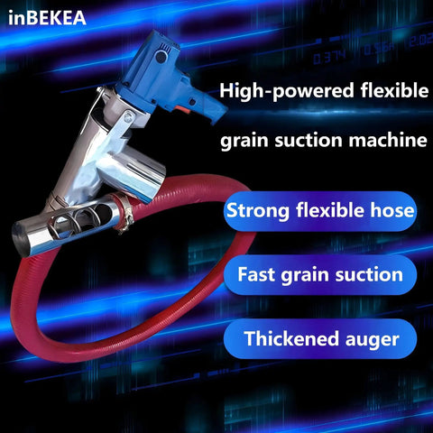 Built Tough Heavy Duty Screw Conveyor Portable Grain Suction Pump With 1500W 2500W Motor 220 To 440 Lbs Per Minute Capacity Electric Auger Feeder For Cement Sand Fertilizer Flexible Hose Farm And Industrial Use 6m Length showing flexible hose and control handle