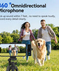 Couple with dog using Wireless Lavalier Microphone for iPhone Android and PC With 60-Hour Battery 48KHz 24Bit