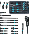 All In One 17 Piece Impact Socket Adapter Set For One Quarter Inch, Three Eighths Inch, And One Half Inch Square Drive With Quick Release Bit Holders And 360 Degree Swivel Adapters Pro Grade Heavy Duty Drill Accessory Kit, impact adapters and holders