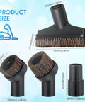 Vacuum Attachments Kit With Round Dust Brush And Floor Attachment, showing sizes and adapter for 1.25 inch hose, classic style.