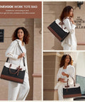 Women Laptop Tote Bag Waterproof Leather Work Bag Spacious Computer Handbag With Durable Bottom Feet Boss Lady Style
