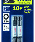 Packaging of Impact Tough Torx T30 Screwdriving Power Bits, Two Pack, Two Inch Long Bits For Impact Drivers, Hardened Core