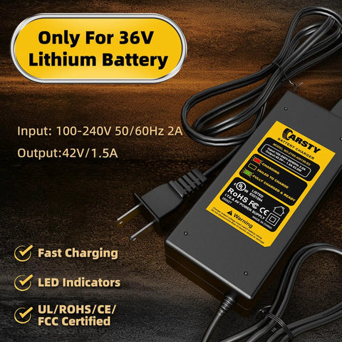 UL Certified 42V Hoverboard Charger With 1.5A Fast Charge For Electric Scooters, 5 In 1 Plugs, Built In 6 Layer Protection For Overvoltage And Short Circuit, Compatible With Jetson Segway Gotrax