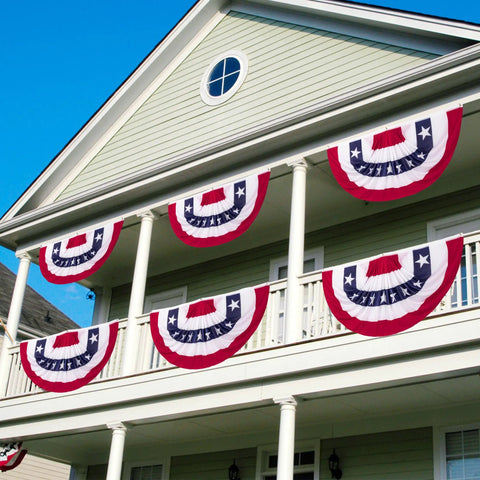 Patriotic Bunting Flags Set Of 4th Of July Independence Day Outdoor Decor Pleated Large Bunting Banner Red White Blue Stars