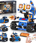 5 In 1 STEM Robot Building Kit with 560 pieces including robot, tank, bulldozer models and remote control for ages 8-12