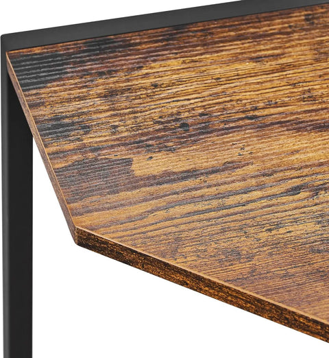 Chic Two Tier Industrial Corner Bookshelf Heavy Duty Wood Grain Metal Frame close-up of wood grain shelf design