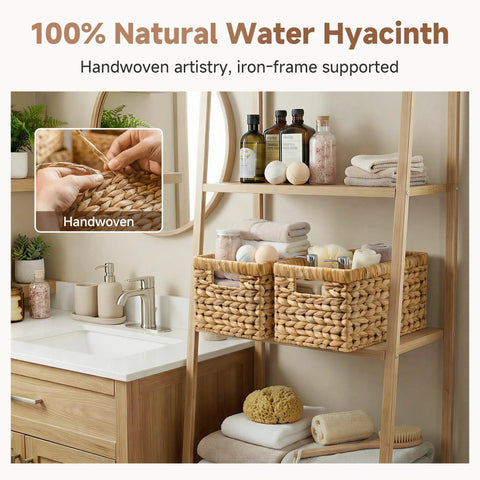 Real Deal Handcrafted Water Hyacinth Wicker Storage Baskets That Make Household Organization Way Easier And Built Tough For Every Kitchen Shelf Or Closet Space Pack Of Two