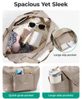 Inside view of Foldable 37L Travel Bag That Expands Into A Spacious Weekender For Women, showing interior pockets and storage space.