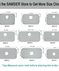 All Purpose Silicone Sink Mat Protector For Bottom Of Kitchen Sink 19x13 Center Drain Flexible Drying Dish Mat diagram