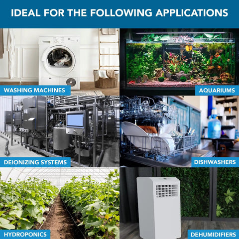 Image of Smart Water Leak Detector Alarm for Home and Basement applications including washing machines, aquariums, and dehumidifiers.