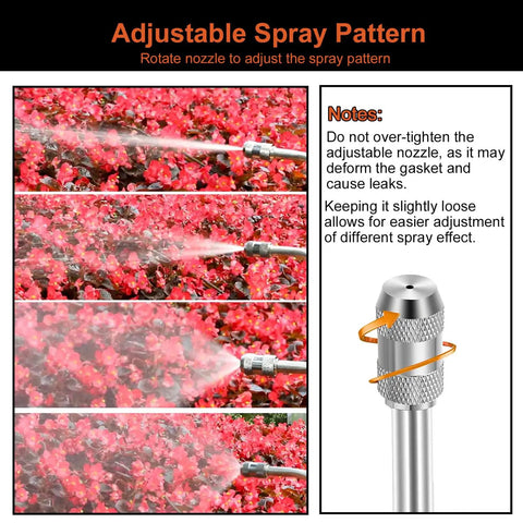All Metal Sprayer Wand for Garden Hoses, 29 Inch Adjustable Stainless Steel Spray Wand with Built-In Shut-Off Valve, adjustable spray pattern