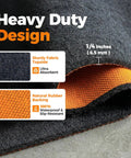 Heavy Duty Oil Spill Mat For Garage Floor Under Car 64 By 32 Inches Waterproof With Durable One Quarter Inch Rubber Backing Reusable Absorbs All Types Of Oil And Fluid Spills In Black showing fabric and rubber layers