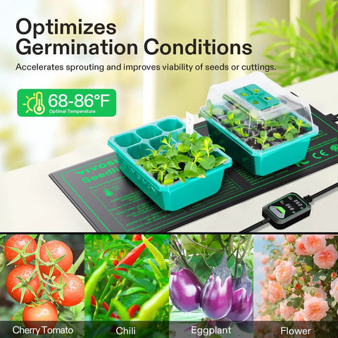 Seedling Heat Mat With Built In Temperature Controller For Germination, Hydroponics, Breeding, And Greenhouses, Waterproof Plant Heating Pad, UL And MET Certified, Durable PVC And PET Film, Far Infrared Heating Tech