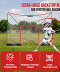 Ultra Large 14x10 Ft Lacrosse Backstop Net For Shooting Practice Extra Coverage To Stop Missed Shots with fiberglass poles, netting, and sandbags