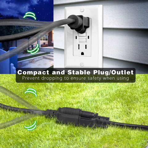 2 Pack 20 Inch 1 To 4 Extension Cord Splitter with 16/3 SJTW 3 Prong Power Cords in outdoor use, ETL Listed, black