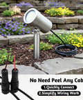 60 Pack Low Voltage Waterproof Landscape Light Cable Connectors beside path light, Quick Connect Fastlock style