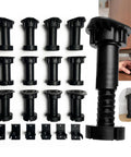 Heavy Duty Adjustable Furniture Leveling Feet Set Of 12 For Beds Desks Cabinets Shelves And Workbenches Non Slip Commercial Grade Support Easy Install Supports Up To 1000 Lbs Each Adjustable From 3.5 To 6 Inches, shown with 12 feet and mounting brackets
