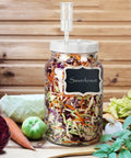 2 Pack 1 Gallon Fermentation Jars With 3 Airlocks And 2 Screw Lids Heavy Duty Airtight Wide Mouth Glass Jars With Sauerkraut inside