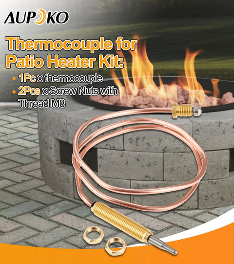 High Quality 24 Inches Long Gas Fireplace Thermocouple With M8x1 Nut And Head Tip for BBQ Grill Fire Pit Patio Heater