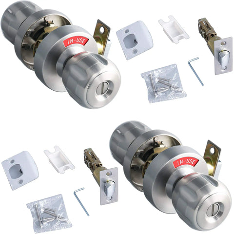Bathroom Privacy Door Lock With Large Indicator Window And Thumbturn ANSI Grade 2 shown with parts and accessories