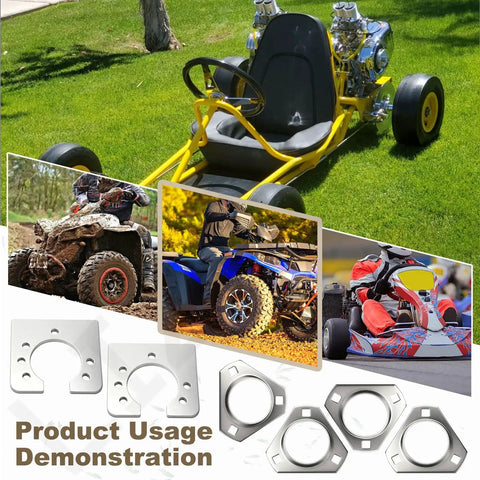 1 Inch Live Axle Bearing Kit Fits Azusa Axles And Common Kart Builds Including Mini Bikes Trikes And Off Road ATVs Three Hole Flangettes Mounting For Easy Install And Solid Reliable Support shown with vehicles.