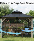 10x10 Gazebo Replacement Mesh Netting, Durable Polyester Screen With 4-Panel Sidewalls And Double Zippers, Backyard Ready Bug Barrier