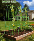 Adjustable A-Frame Garden Trellis for Raised Beds with climbing net and clips supports plants, 47-inch high by 57-inch long