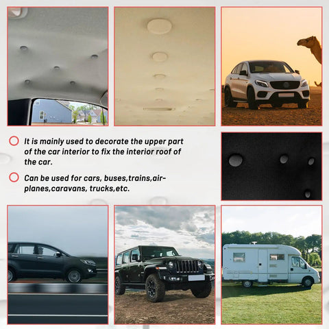 65 Set Car Roof Headliner Repair Kit With 262 Pcs Auto Roof Snap Rivets Retainer installation examples in various vehicles