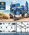 All Terrain Beach Wagon With 10 Inch Inflatable Rubber Wheels For Sand And All Terrain, loaded with beach gear on sand
