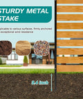 Sturdy metal stake securing hide ugly AC unit with this outdoor wood privacy fence enclosure no dig privacy screen.