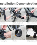 Installation steps for One Pair Velcro Bike Straps For Pedals, Nylon Foot Binding Straps, showcasing easy attachment process.