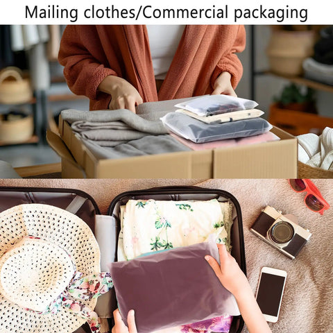 Person using 20 Pcs Travel Storage Bags For Luggage Organizer Sets Waterproof Resealable Compression Zipper Packing Bags For Travel Suitcases Clothing Shoes A Must Have Four Size Options to organize clothes and accessories in a suitcase, demonstrating versatile storage.