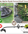 Side and top view of Grass Shield Guard For Ryobi And Homelite Straight Shaft Trimmers, compatible with RY253SS UT33650B RY251PH RY252CS.