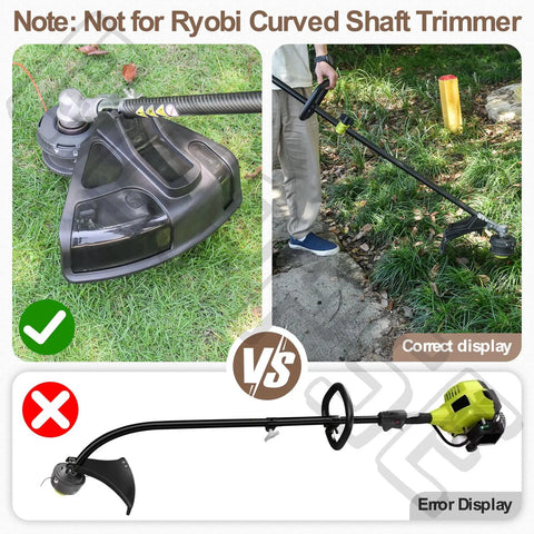 Side and top view of Grass Shield Guard For Ryobi And Homelite Straight Shaft Trimmers, compatible with RY253SS UT33650B RY251PH RY252CS.