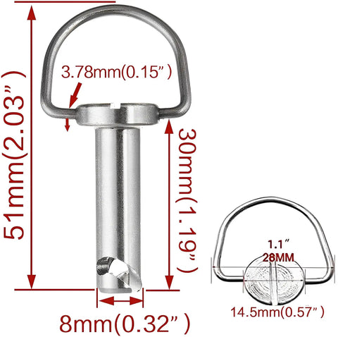 Quarter Turn Saddlebag Fasteners With Washers Heavy Duty Pin Bolts For Quick Swap And Secure Ride On Harley Davidson Motorcycles measuring 51mm in length.