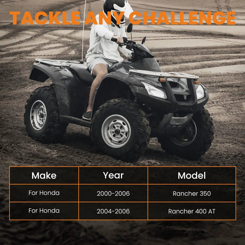 Riding off-road with Beefed Up Two Inch Leveling Lift Kit For Honda Rancher 350 400 AT 2000 To 2006 Front And Rear Suspension
