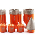 Diamond Hole Saw Set with 5/8-11 Thread for Porcelain Tile Ceramic Marble Granite Stone Masonry Brick Includes A Pro Grade Range