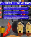 Front view of two brass 1/4 in NPT safety relief valves for air compressors
