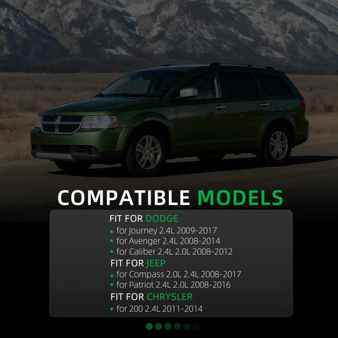 High Performance Drive Belt Tensioner And Pulley Kit For Dodge Journey Ram 2009-2017 Avenger Caliber Compass Patriot Fit 2.4L 2.0L Models on green Dodge vehicle.