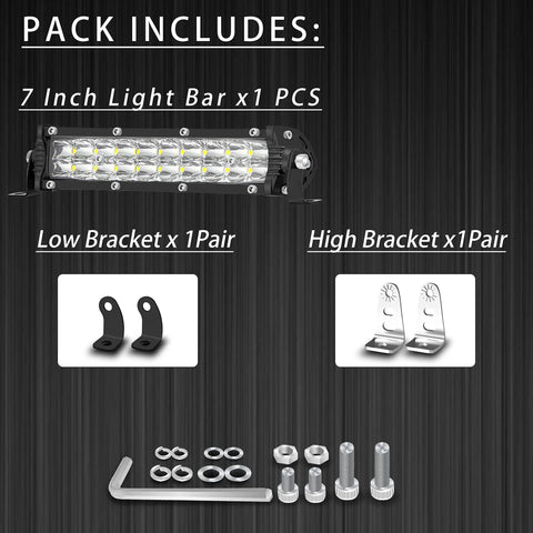 7 Inch Slim LED Light Bar For Trucks And Off Road Rigs 12V 60V Wide Range 60W 6000LM High Power Work Light Pod For ATV Golf Cart Lawn Mower Dirt Bike MTB Pit Bike And More