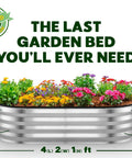 Open Base Galvanized Raised Garden Bed For Backyard Gardening 4 By 2 By 1 Ft Planter For Vegetables And Flowers Metal Box