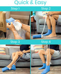 Sock Aid For Easy On And Off With Comfort Foam Grip For Seniors And Limited Mobility Stocking Slider For Hosiery Donning And No Sweat Recovery For Everyday Dressing And Comfortable Self Donning Of Socks, 4-step use